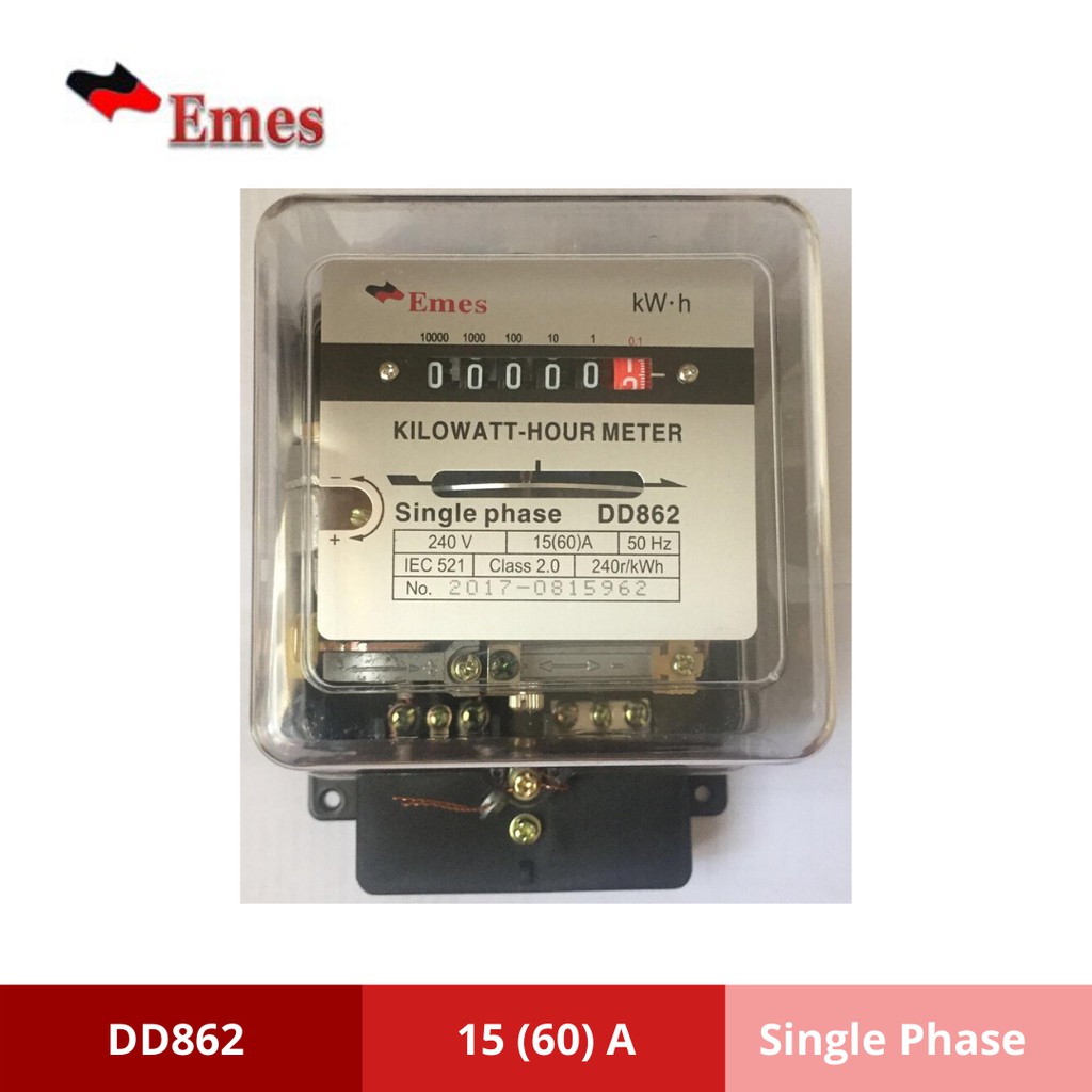 EMES DD862 SINGLE PHASE 15(60)A KWH METER (ANALOG TYPE) 240V KilowattHour Meter Shopee Malaysia