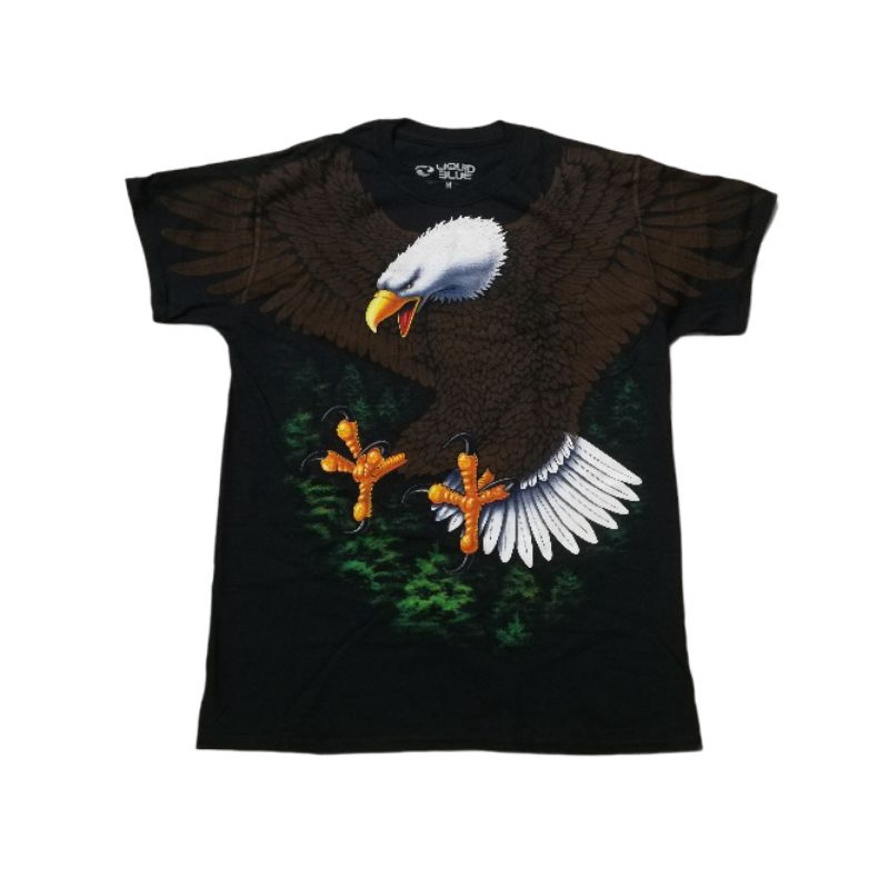 Liquid Blue Eagle Black T-Shirt Tee Baju