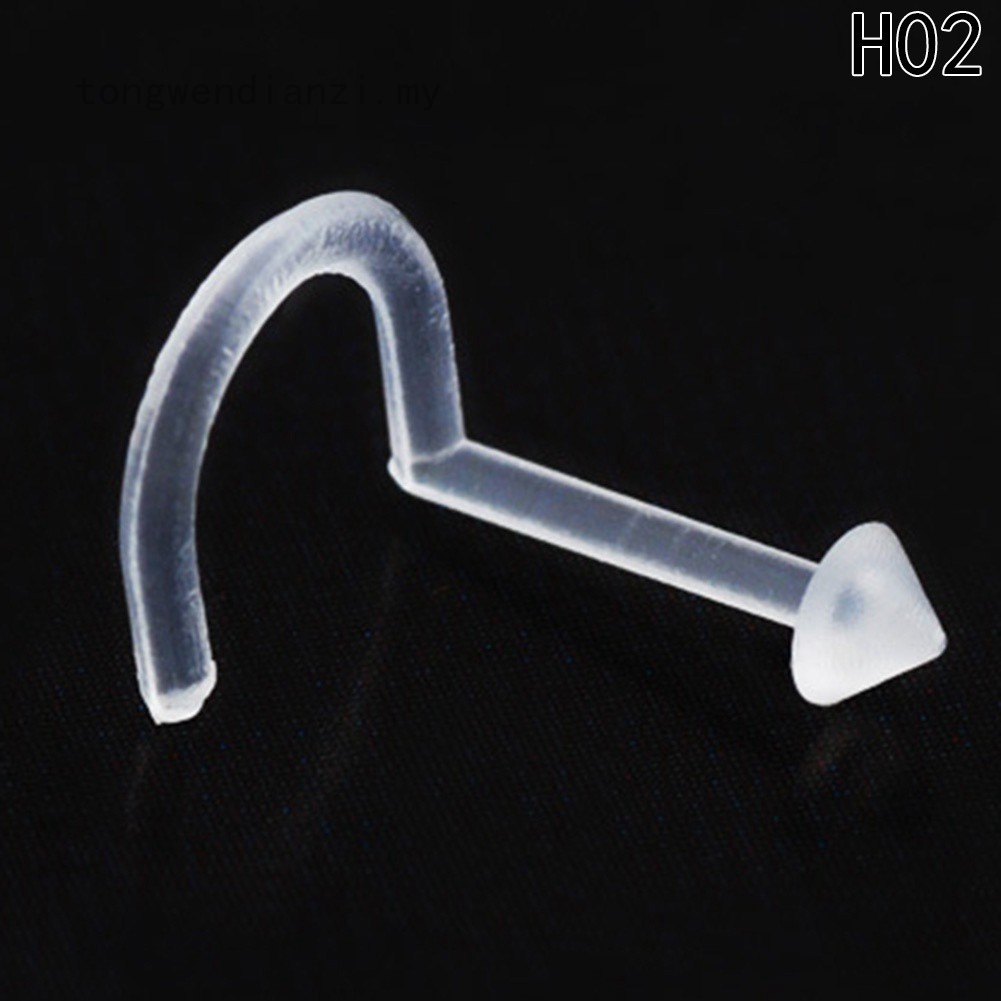 8mm Flexi Acrylic Nose Ring Lip Ear Piercing Bright Coloured Open Hoop Bar Screw