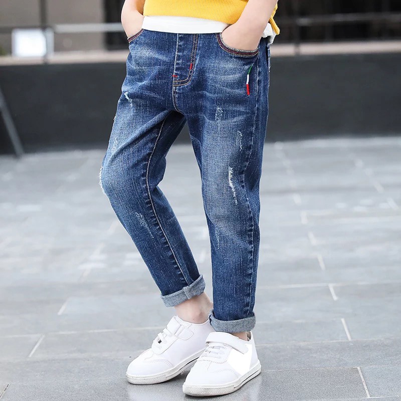 Boys ENZO Denim Jeans stonewash blue New Zip Fly cuffed jean joggers k20 jeans 