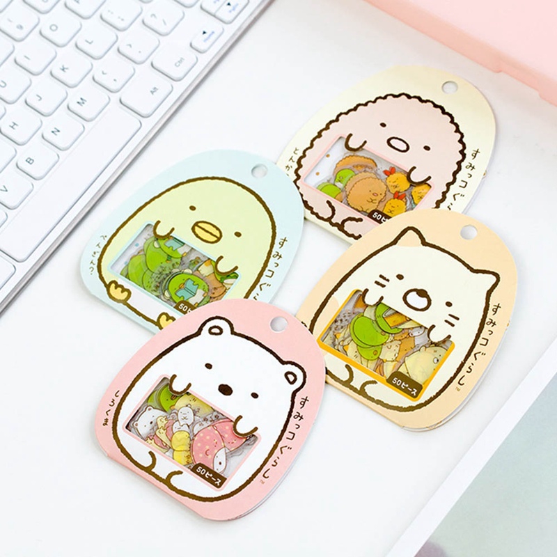 San-X Japan Clear Stickers 50 Flake Bits 10 Designs Sumikko Gurashi Penguin