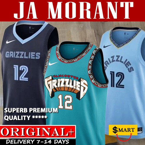 #12 Ja Morant Vancouver Grizzlies Memphis Men's Throwback TEAL/WHITE Jersey