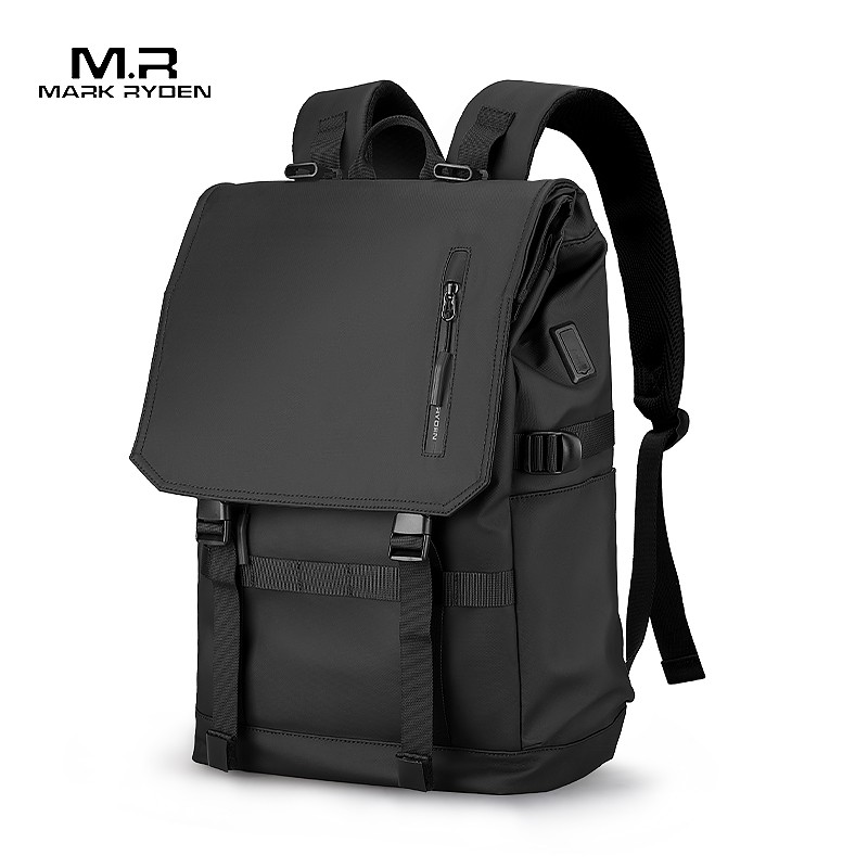 MARK RYDEN Large Capacity Laptop Bag Man/Women USB Design Black Backpack Travel School Bags (15.6")