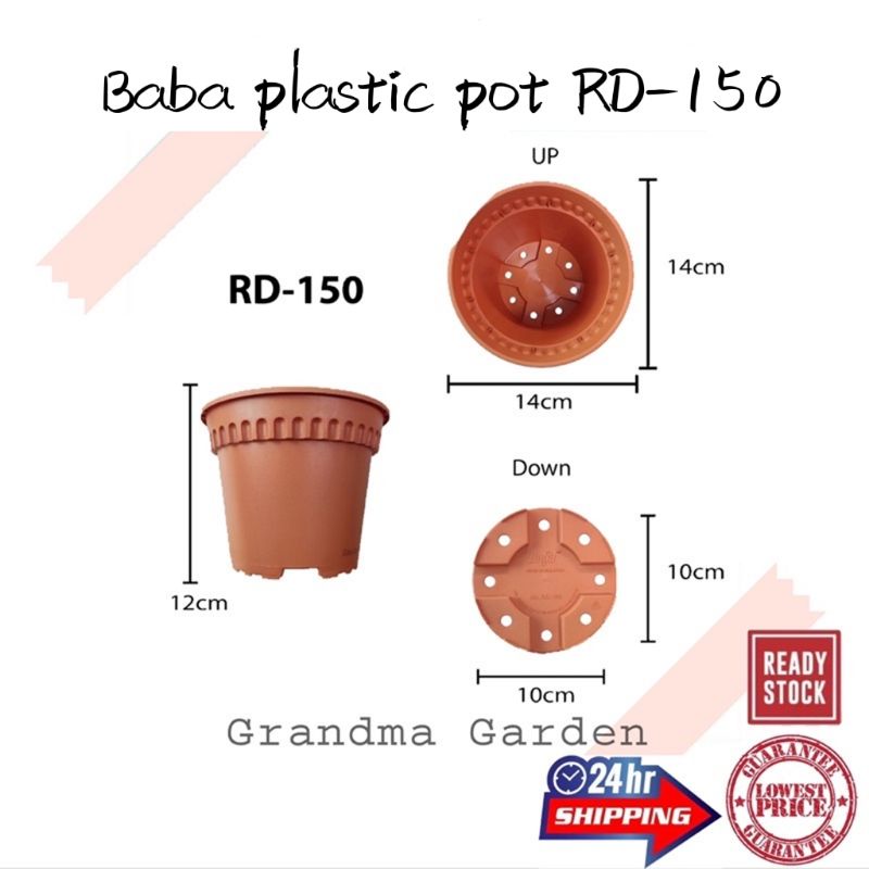 (GG Baba) BABA Plastic Pot RD-150 1 Pc ^ Pasu Bunga Plastik Buatan ...