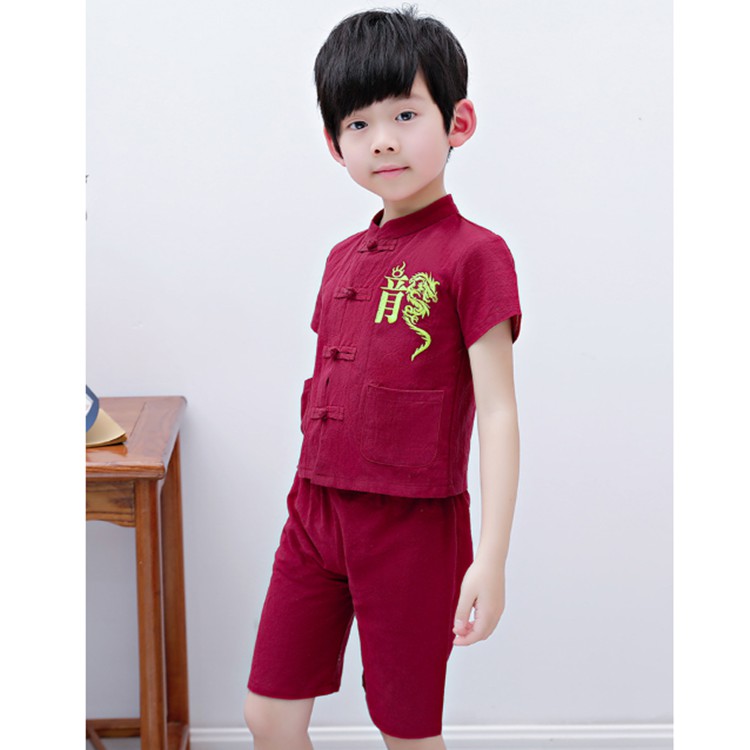 Kids Samfu Cheongsam Set Boy Kids Short Sleeves Pants Chinese New Year Cny Baju Raya Cina Budak Lelaki Shopee Malaysia