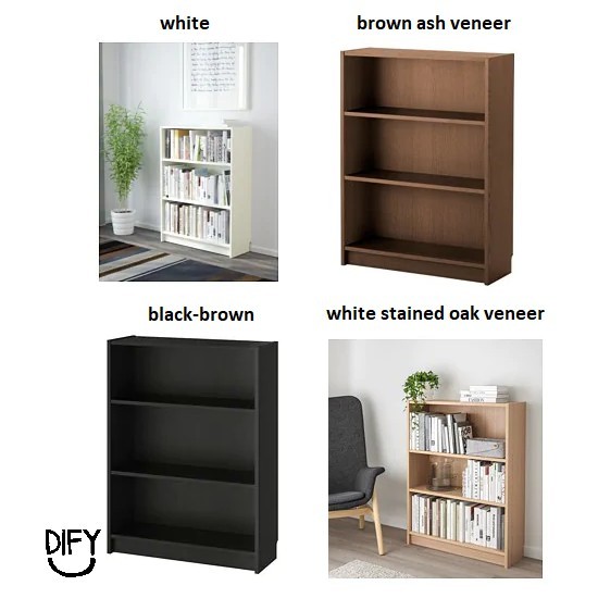 Billy Bookcase 80x28x106cm Ikea 100, Ikea Billy Bookcase White Stained Oak Veneer