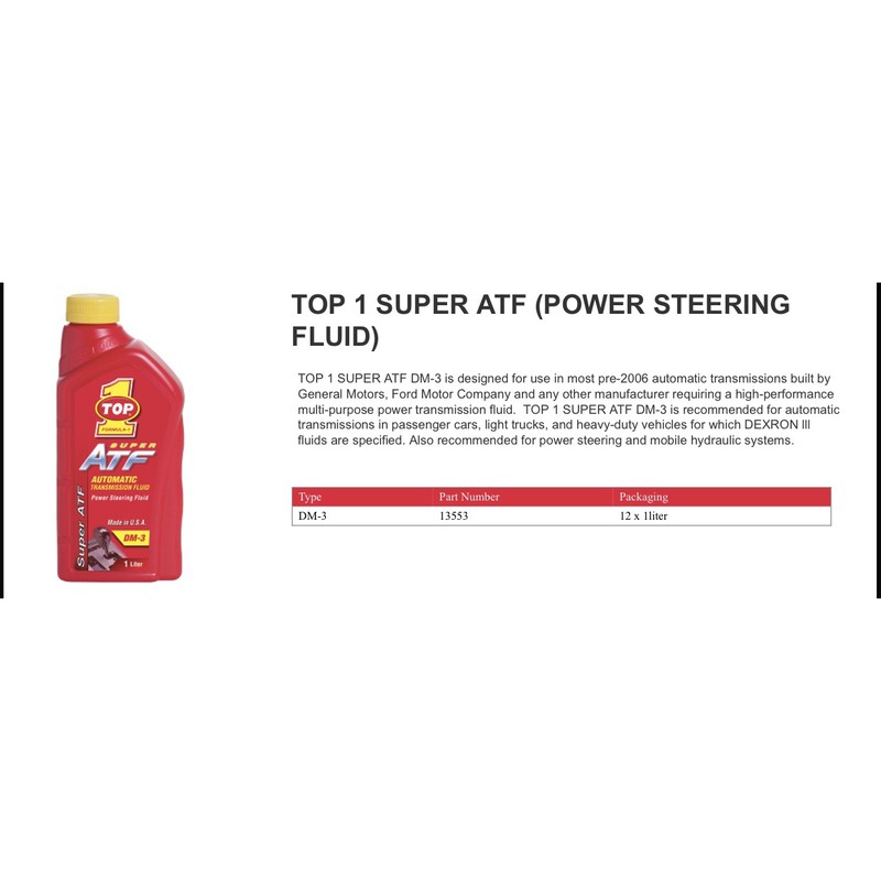 13554 Top 1 DM3 Super ATF/ Power Steering Fluid (5 liter) Shopee