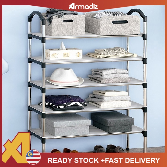 Amz Rak Kasut Shoe Rack 4 Tier Shoes Rack 5 Tier Shoes Rack Storage Organizer Shelves Xj01 5 Xj01 4 Shopee Malaysia