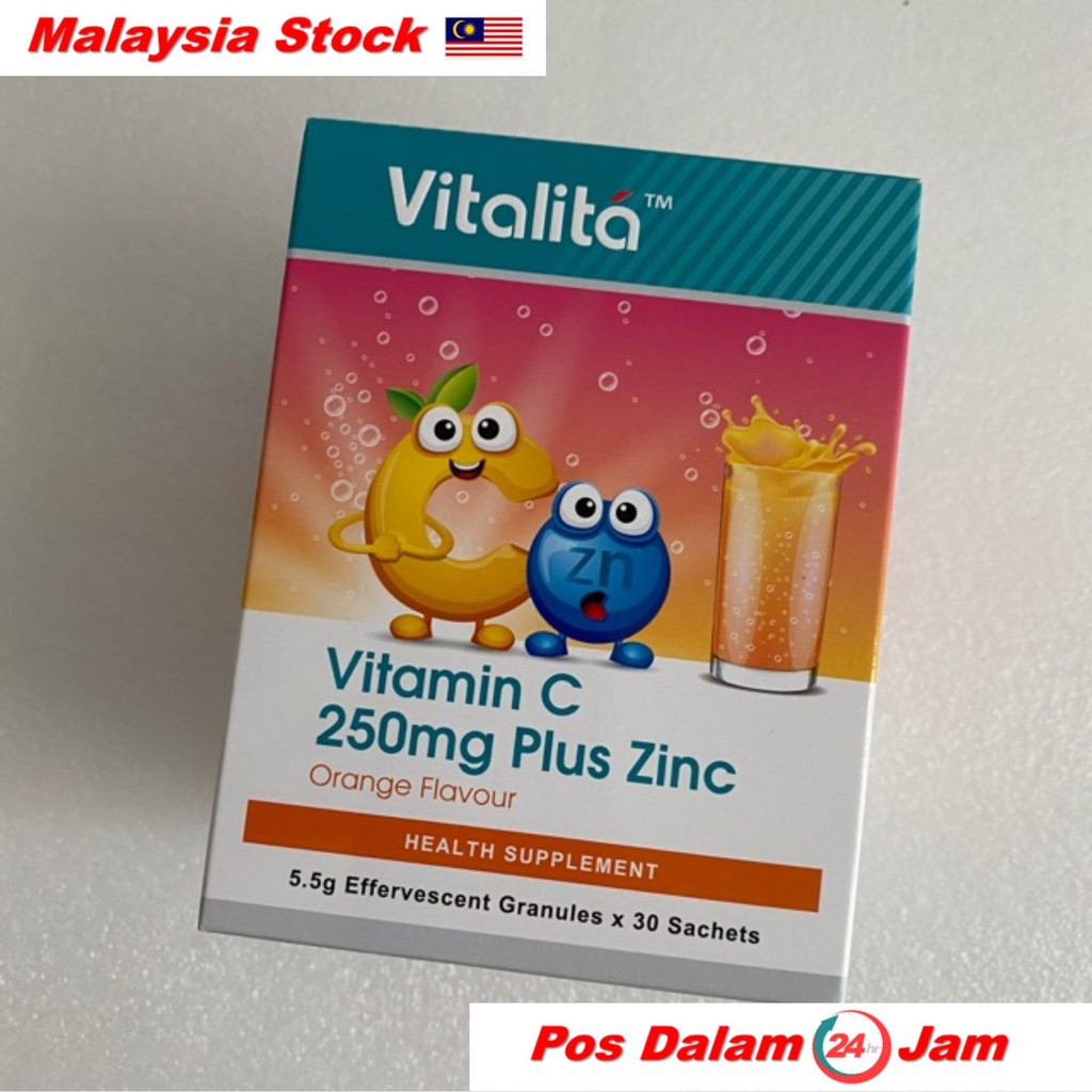 Ready Stock Vitalita Vitamin C 250mg Plus Zinc Orange Flavour 5 5g Effervescent Granules