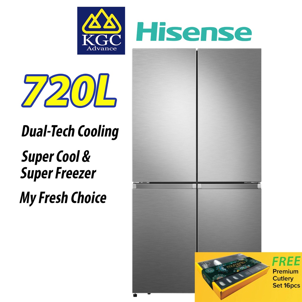 [Free Shipping] Hisense Fridge 4 Door Inverter Refrigerator (720L) RQ758N4ASV *Free Gift