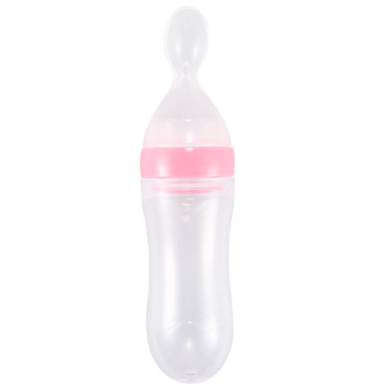 Baby Squeezing Feeding Bottle Silicone Training Rice Spoon Infant