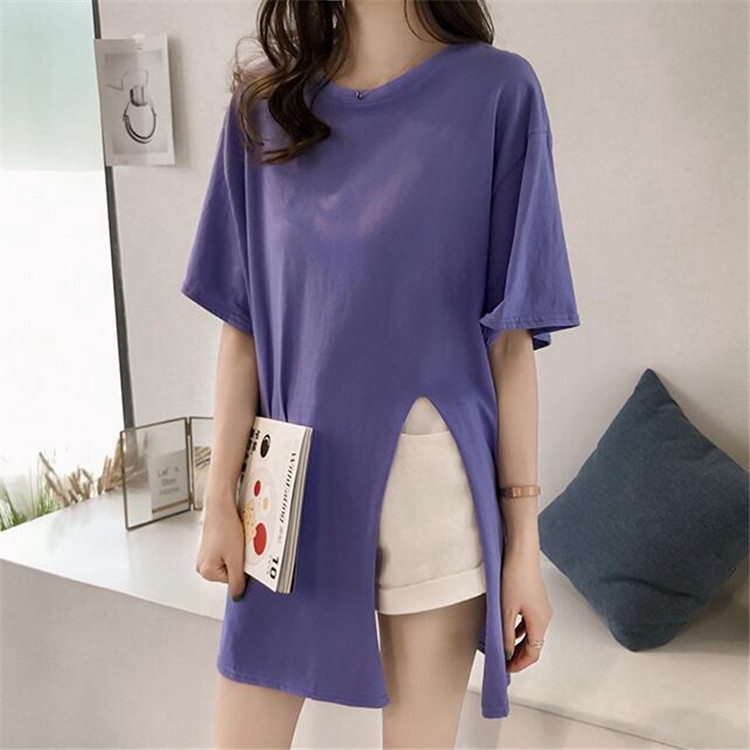 Korean Loose And Slim T Shirt Short Sleeved Blouse Casual Split Half Sleeve Shopee Malaysia