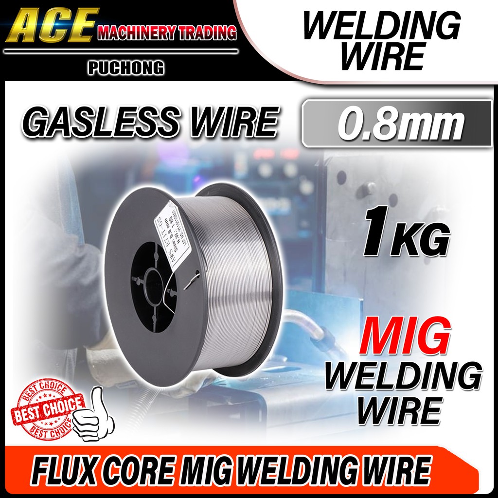 1 KG x 0.8mm MIG Gasless Wire FLUX CORED Mig Gasless Wire 1kg (Silver) Flux Cored Gasless Mig