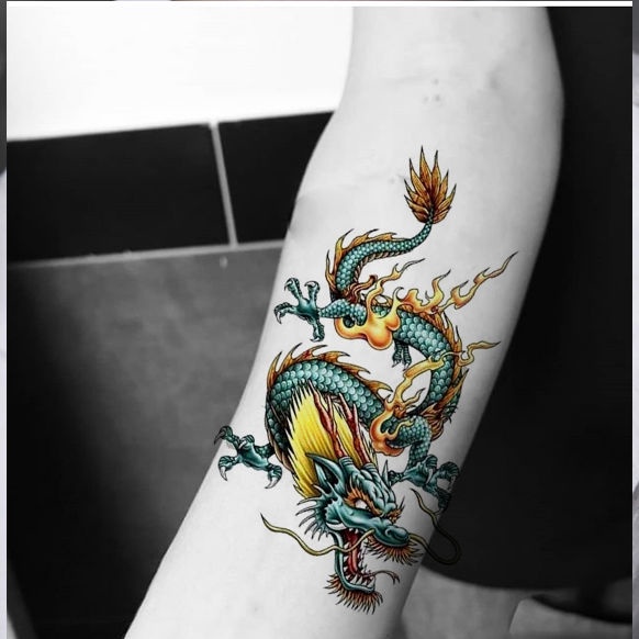 Hot Chinese Dragon Color Blue Dragon Tattoo Sticker Waterproof Men S And Women S Flower Arm Arm Long Lasting Simulation Tattoo Body Painting Shopee Malaysia