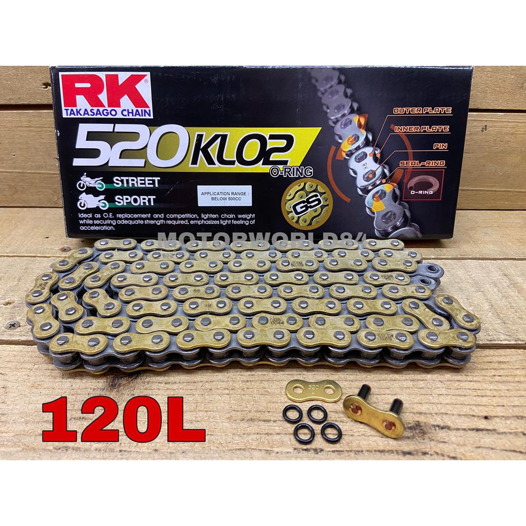 RANTAI RK 120L O-RING CHAIN 520KLO2 100% ORIGINAL RK GOLD ORI SPROCKET ...