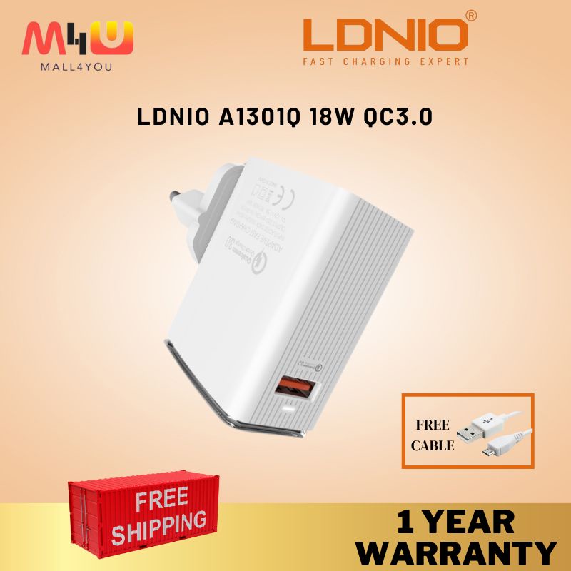 LDNIO A1301Q 3A 1 USB Output Quick Charge 3.0 Auto ID Fast Charging USB Charger Shopee Malaysia