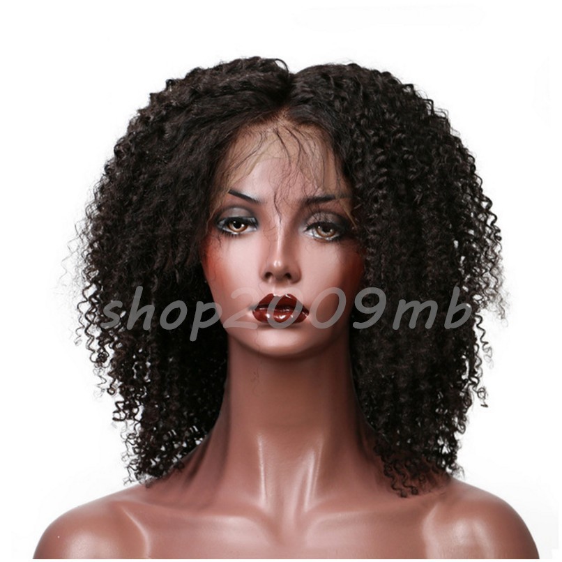 Kinky Curly Brazilian Lace Front Wigs Middle Part Plucked Baby