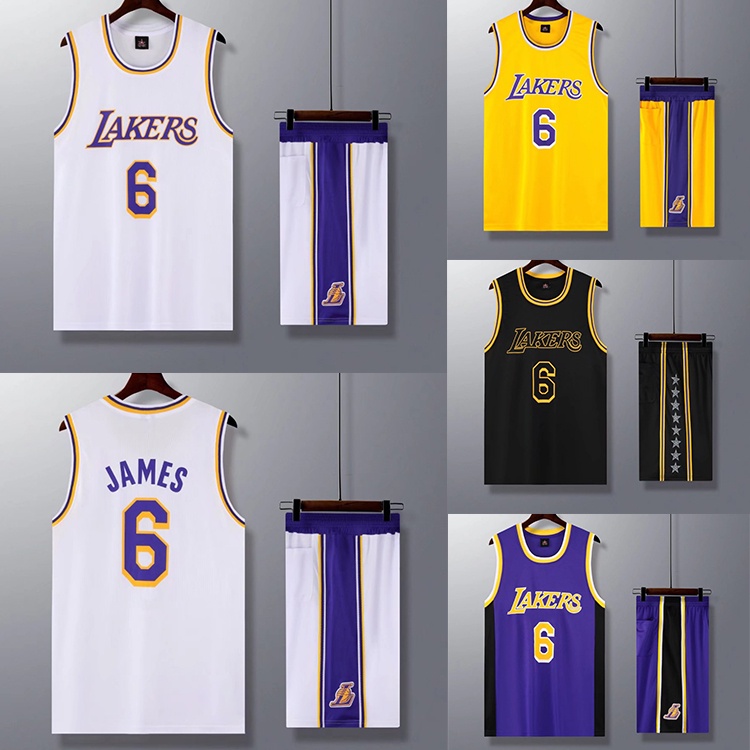 Kids NBA Los Angeles Lakers #6 LeBron James High Quality Dri-FIT Basketball Jersey Uniform Suit