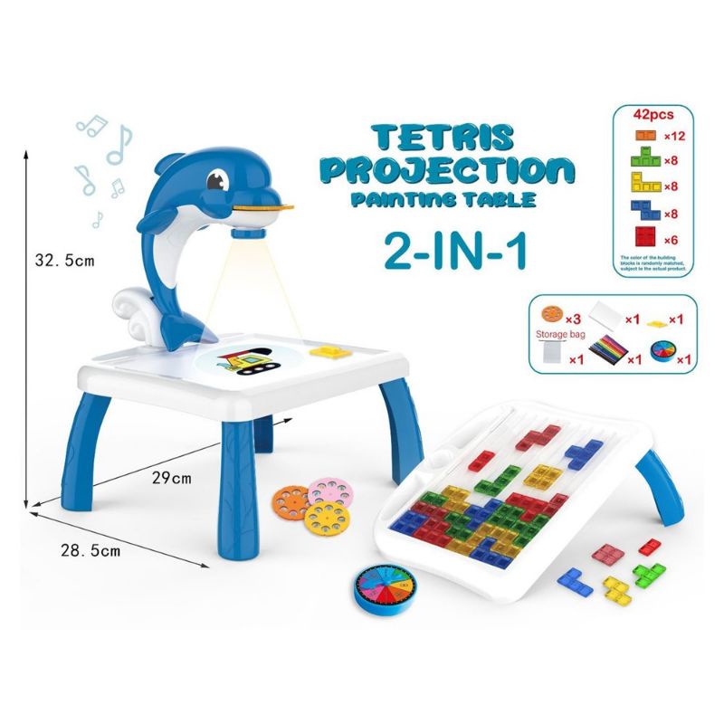 Tetris Projection Painting Table 2 In 1 Dolphin LED Projector Drawing Table  Musical Art Painting Pen Tetris Board | Shopee Malaysia