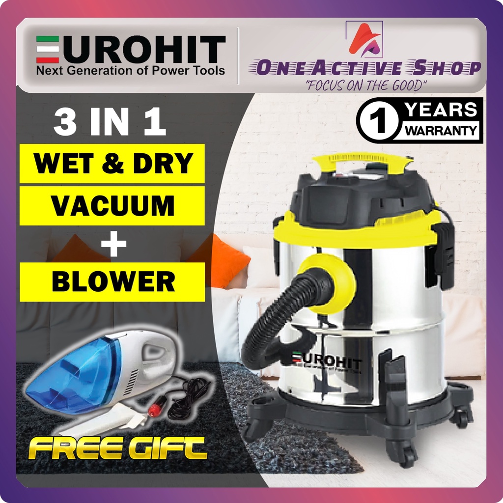 EUROHIT 20L Wet & Dry Vacuum Cleaner Rapid Clean Pro (3IN1) 1400W | Vacuum + Blower | AC-20VAC - 1 Year Warranty