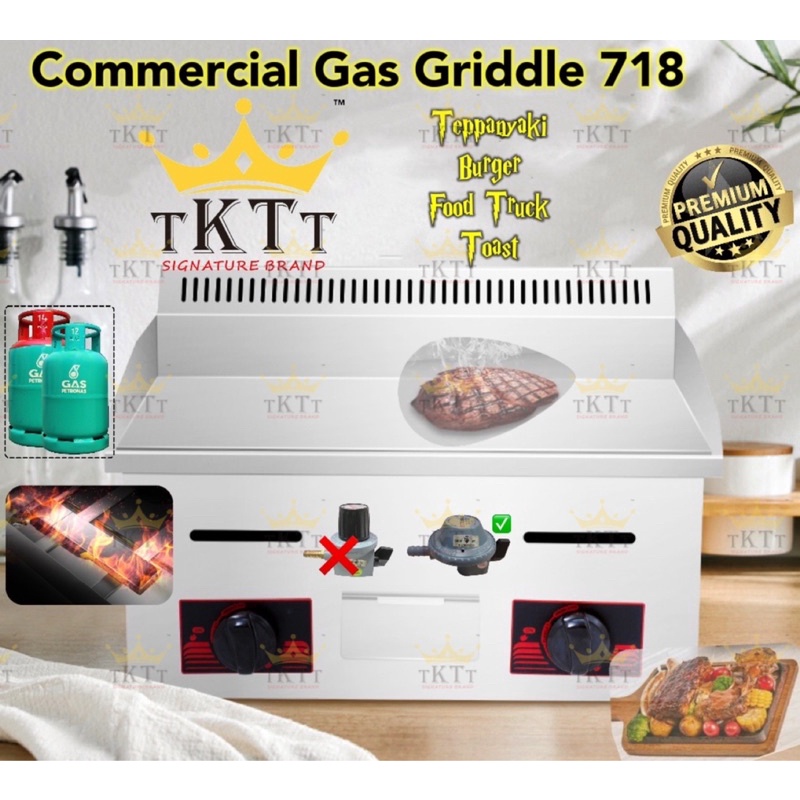 2.TKTT XL Commercial Gas Griddle Grill Stove BBQ Fry RotiCanai Western Burger Teppanyaki Dapur Ikan Bakar Goreng Serbagu