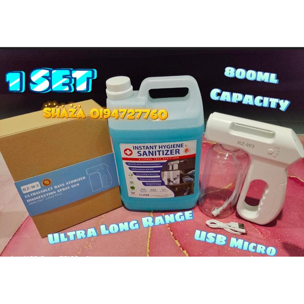 READY STOCK RZ Wireless Nano Atomizer spray Disinfection spray Gun Sanitizer spray machine 无线消毒喷雾器 消毒枪