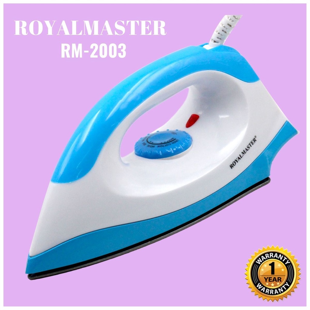 ROYALMASTER Travel Dry Iron With Teflon Coating ( 1200W ) Non-Stick With Comfortable Hand Hold - RM-2003