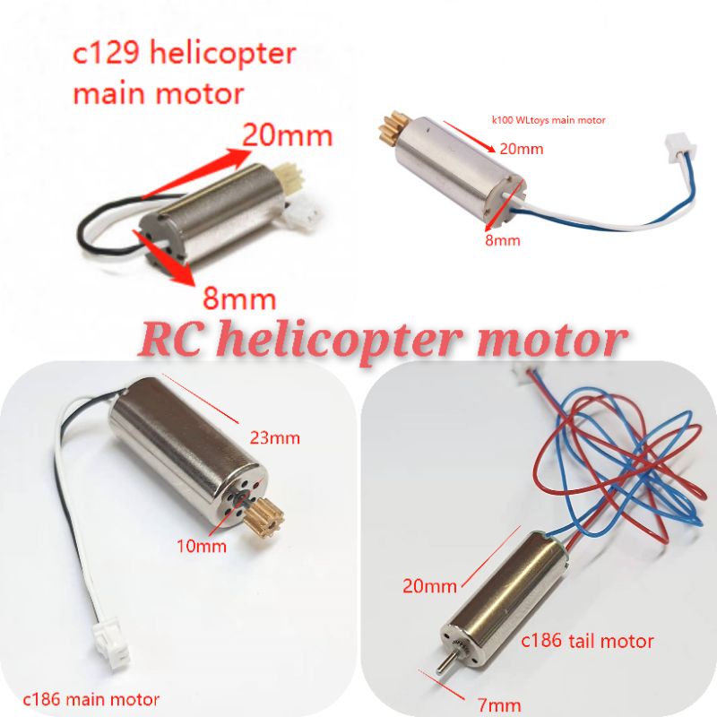 helicopter main and tail motor for wltoys xk 100 /K127/C129/ C186 | Shopee  Malaysia