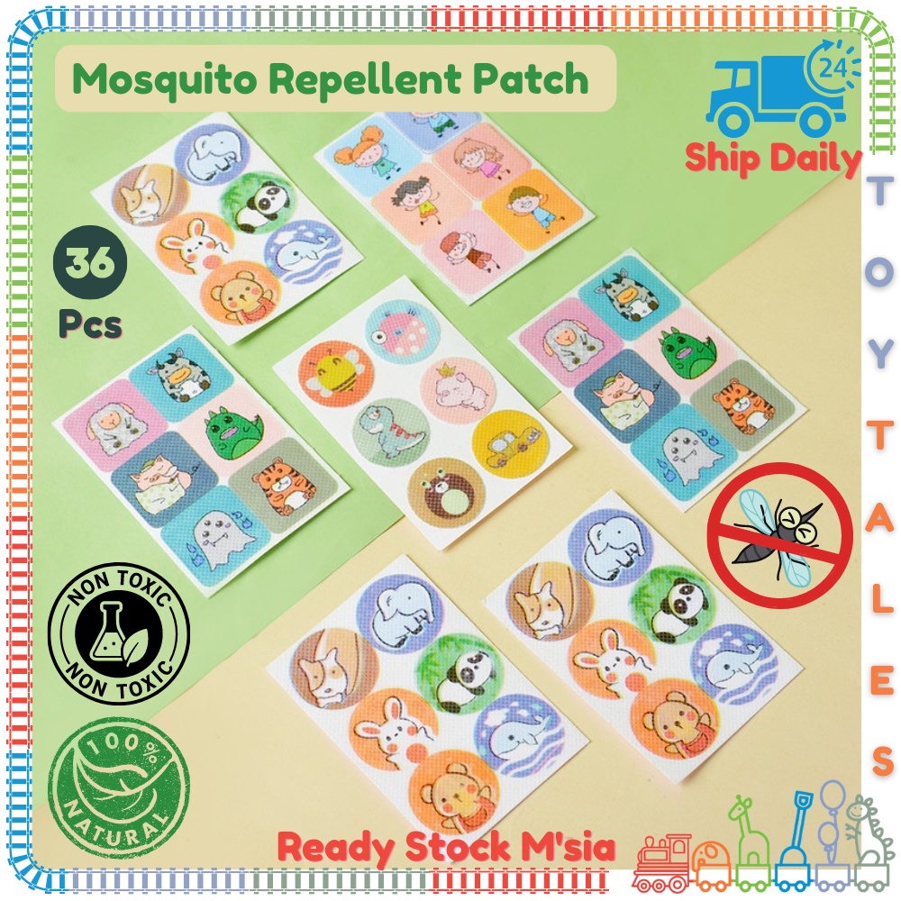 Kids Anti Mosquito Repellent Patch [36ps Pack] Non Toxic Natural Plant Based Repellant Child Nyamuk Sticker 儿童无毒防蚊贴