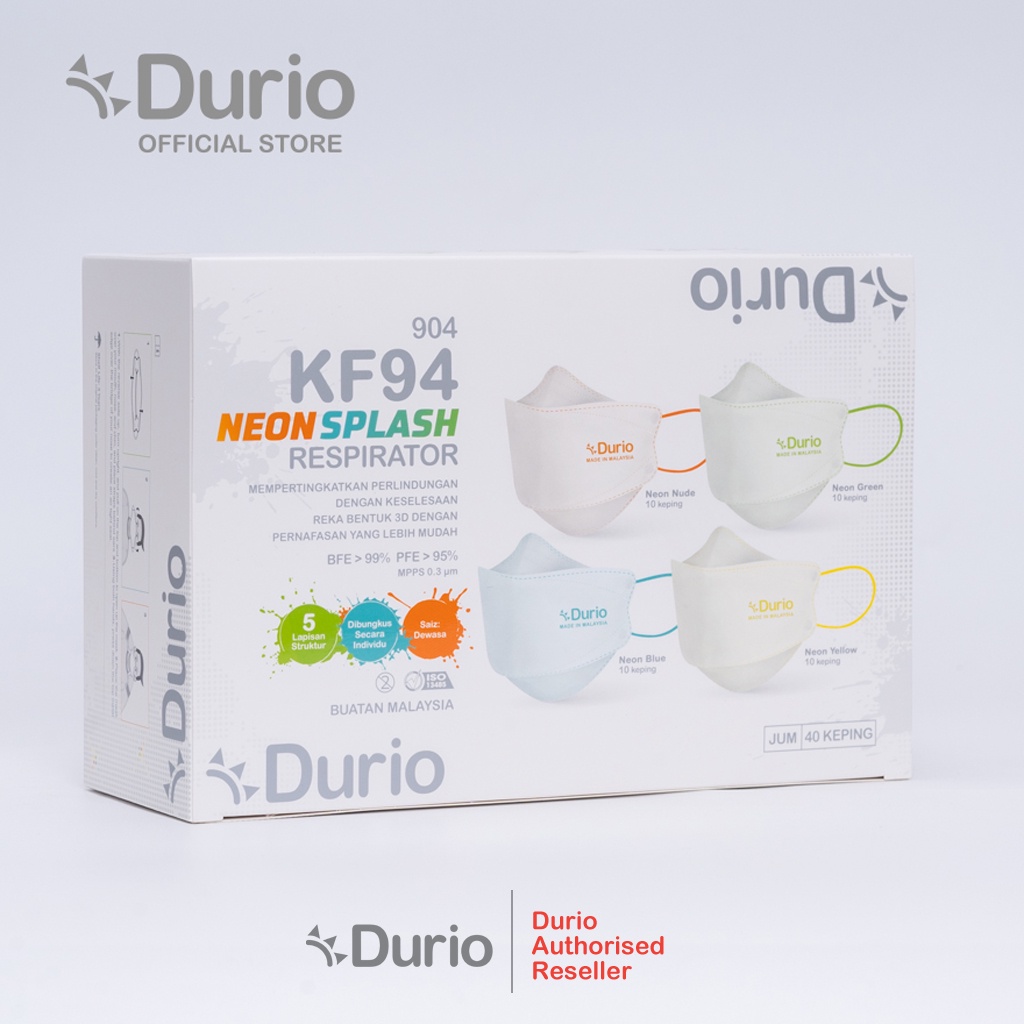 Durio Authorised Reseller 904 KF94 5 Ply Face Mask Neon Splash (40