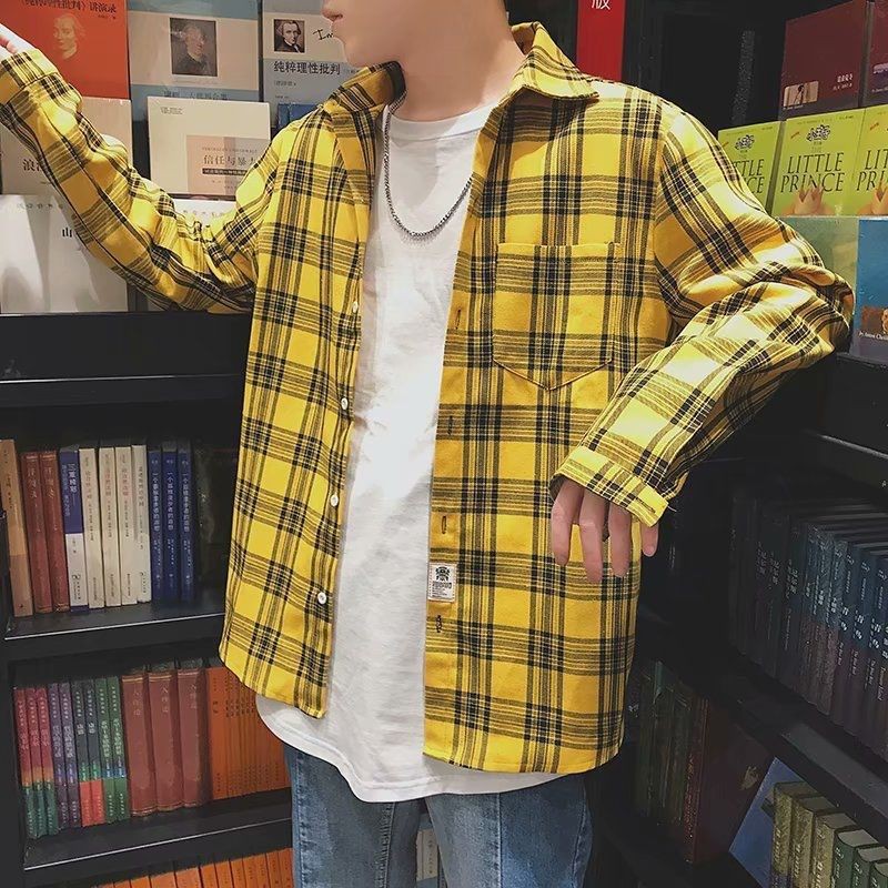 yellow plaid shirt outfit