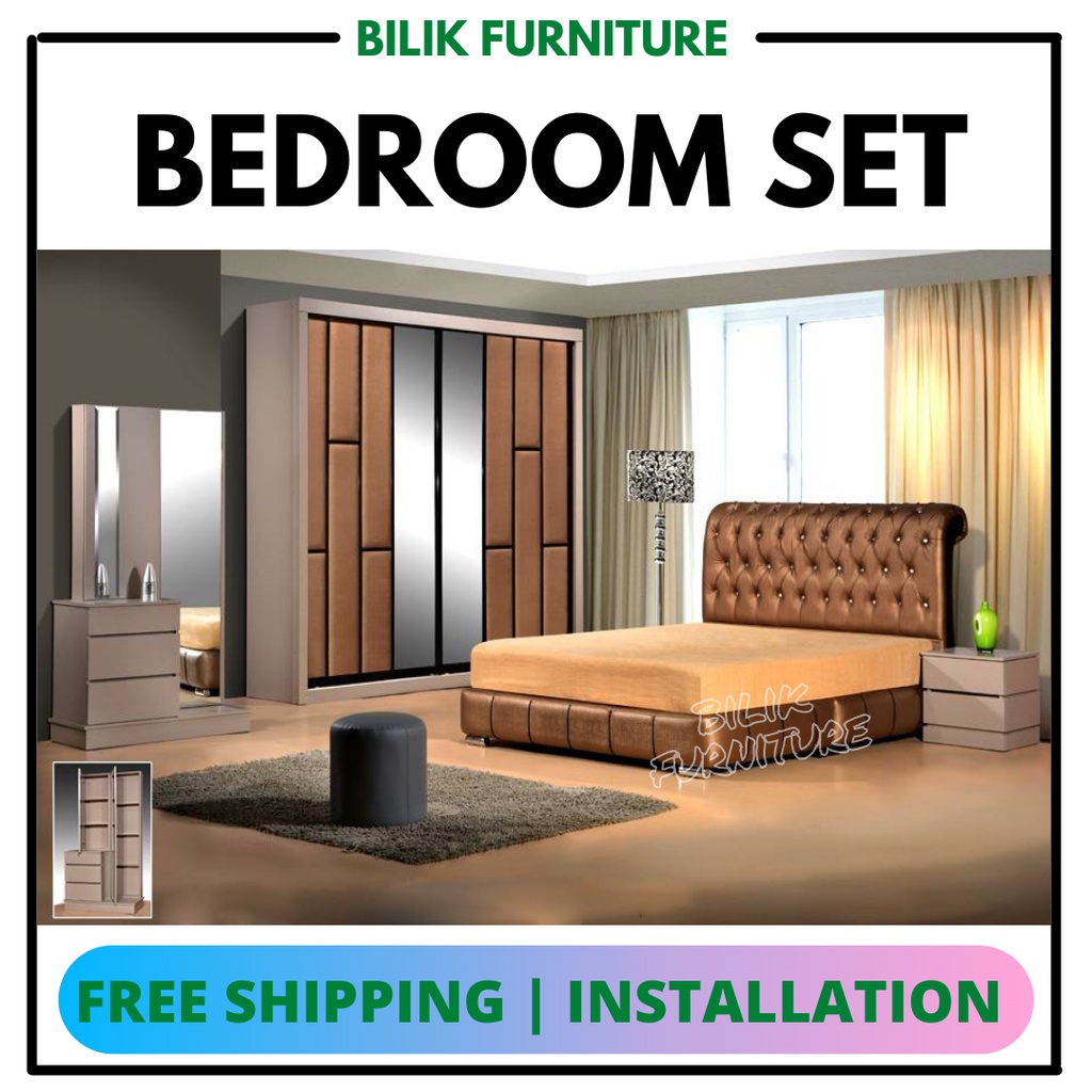 Bilik Furniture- Bedroom Set/ Luxury Bedroom (Bedframe + 8ftx 8ft ...