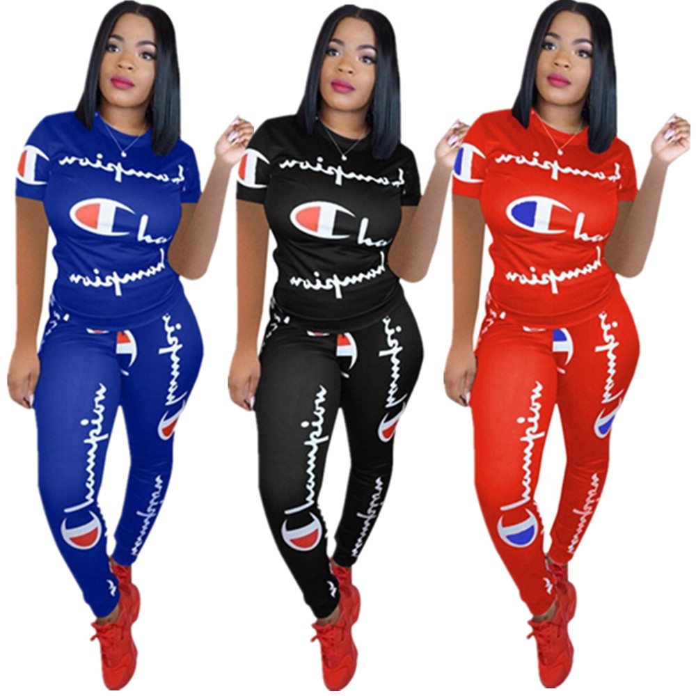 champion letter print tracksuit
