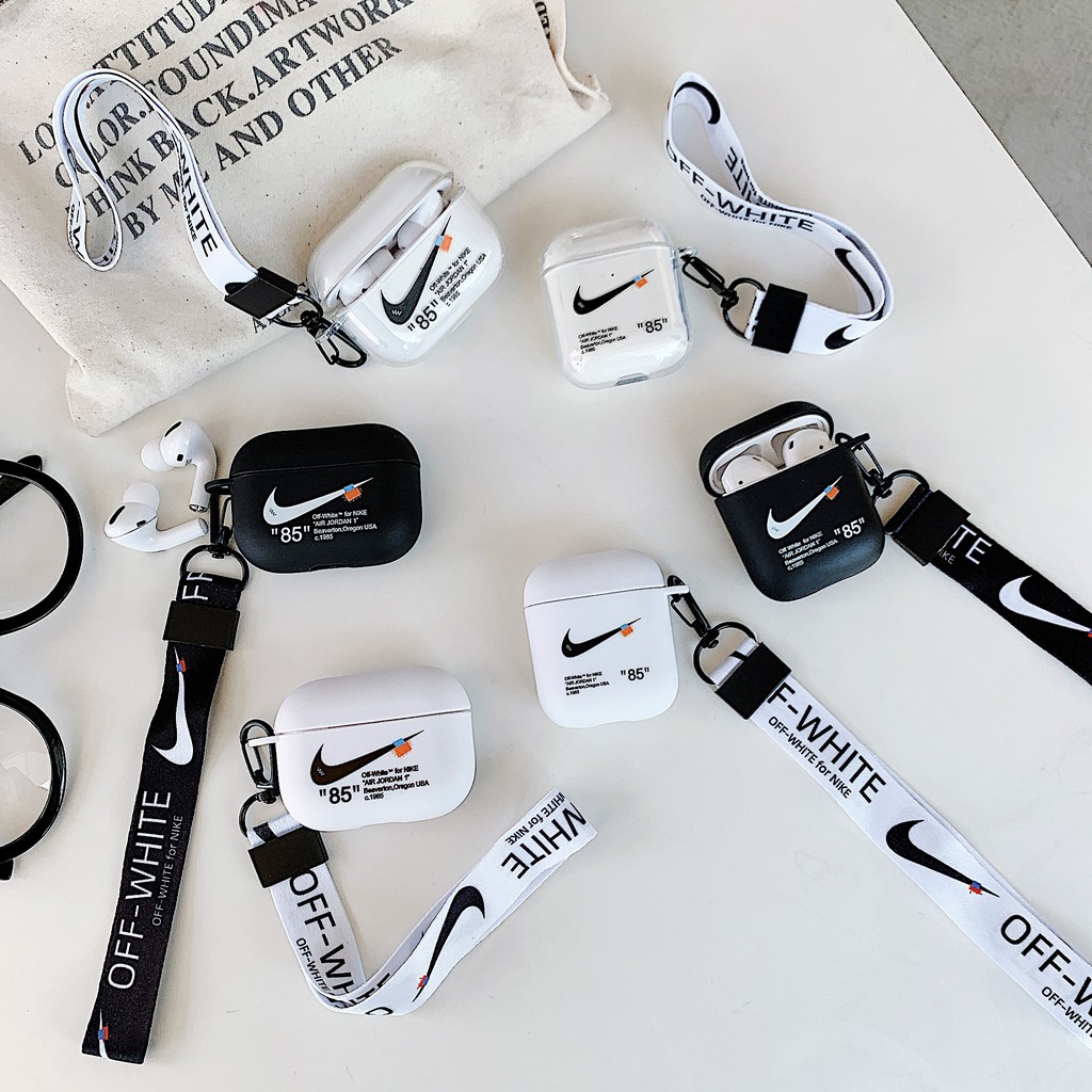 off white airpod case with lanyard
