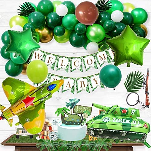 Aperil Balloon Birthday Decoration Set Belon Birthday Happy Birthday Banner Reusable Party Decoration Latex Balloon Foil Balloon Home Decor Military Themed Kar98k Pendant Gift