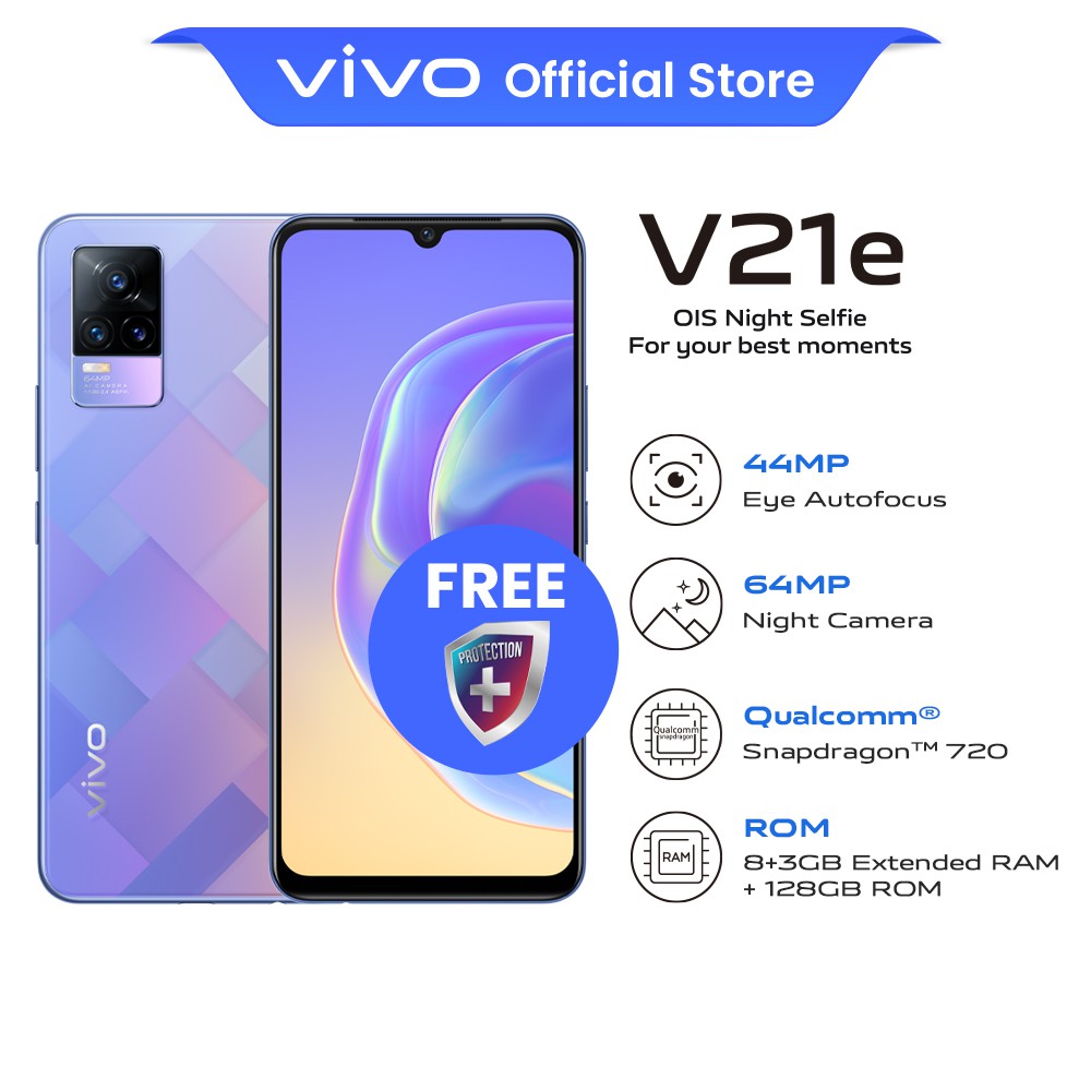 [NEW] vivo V21e Smartphone 8GB + 128GB 6.44" AMOLED 4,000mAh