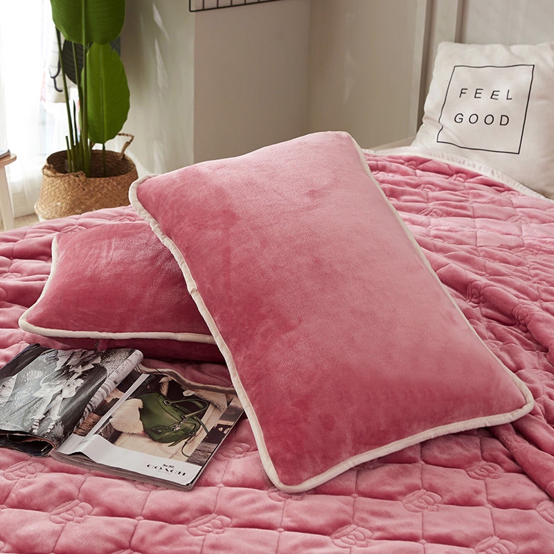Hot Solid Color Pillowcase Winter Coral Fleece Thicken Pillow