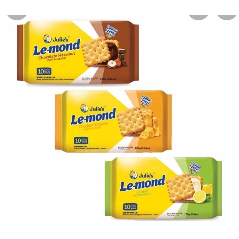 Julie's Lemond Puff Cream Sandwich 170g (1 Pack) (Le-Mond) [Cheddar Cheese / Lemon / Chocolate Hazelnut] Banana Cream