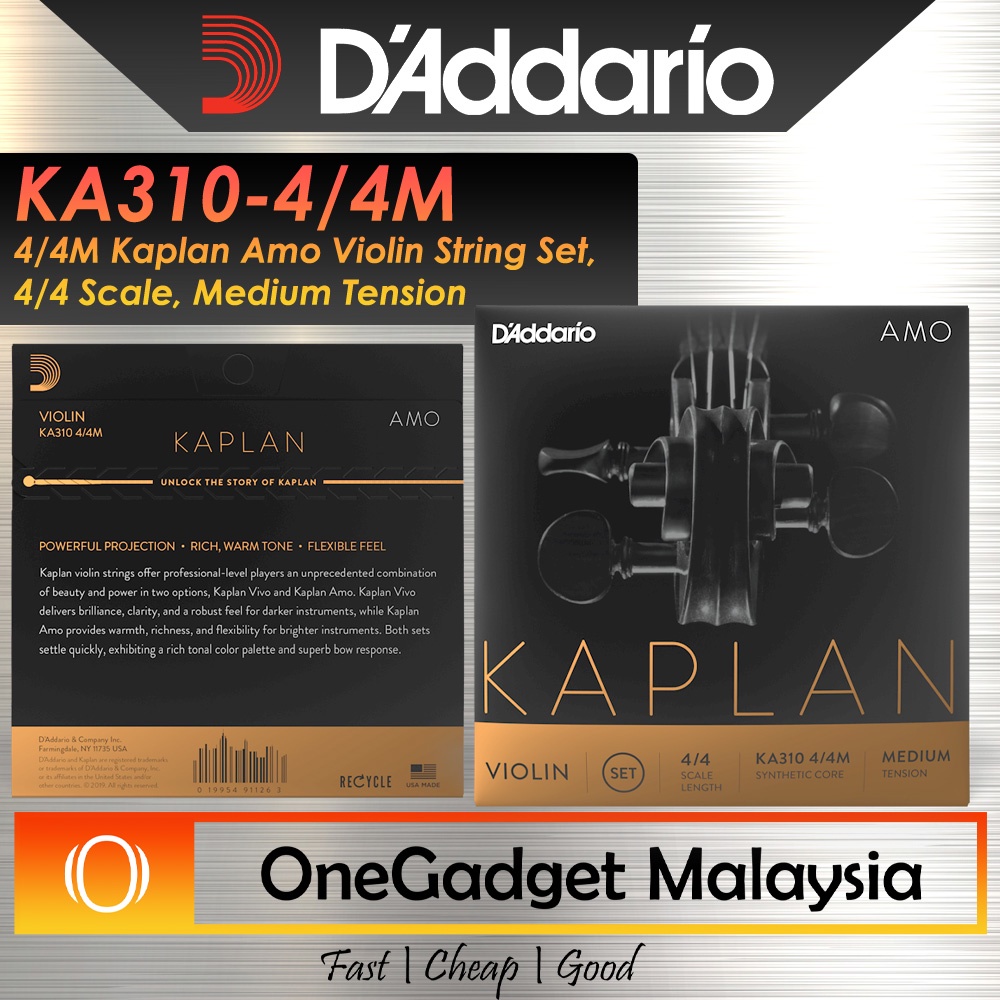 4/4 Scale Heavy Tension DAddario Kaplan Amo Violin String Set 