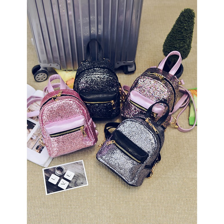 pink glitter mini backpack