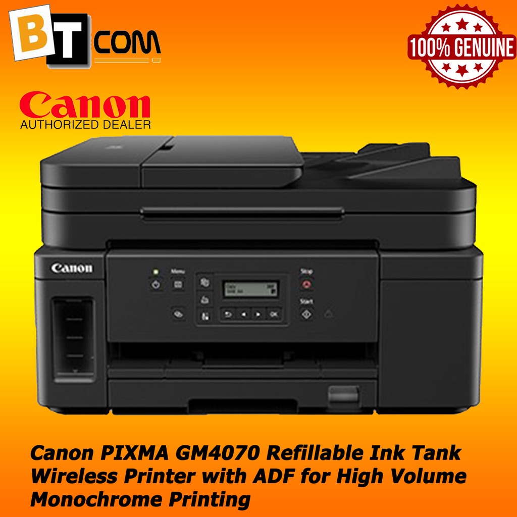 Canon Pixma Gm4070 Refillable Ink Tank Wireless Printer With Adf For High Volume Monochrome 3786