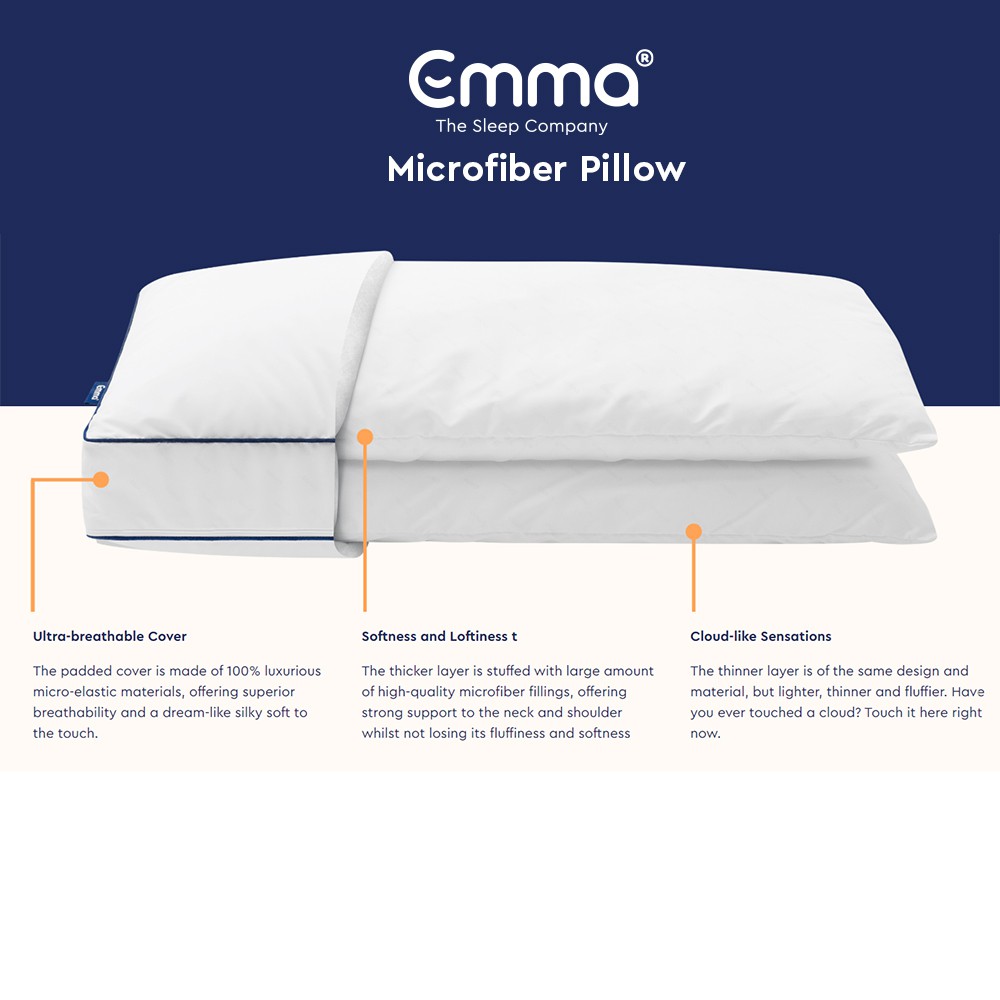 Emma Microfiber Polyester Pillow 100 Days Free Trial Made In Germany