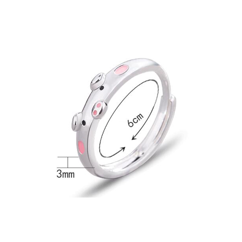 Silver Plated Piglet Open Ring Adjustable Animal Design_voghion.com
