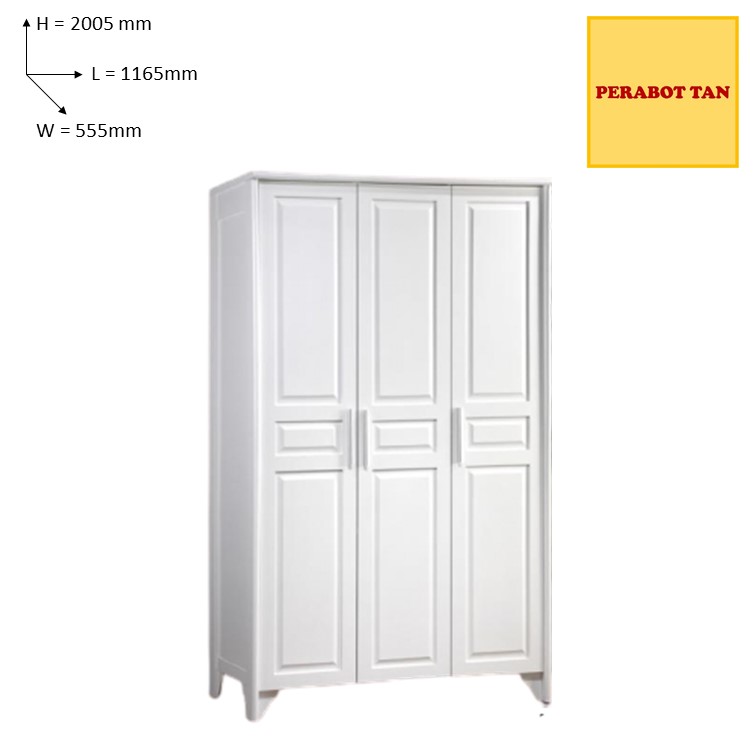 Br 7130 3 Doors Wardrobe English Concept White Almari 3 Pintu Putih Shopee Malaysia