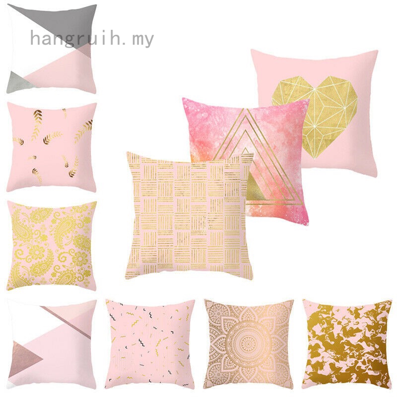 Hangruih Pink Gold Peach Skin Cushions Covers Throw Pillow Case Sofa Home Decor Bqr