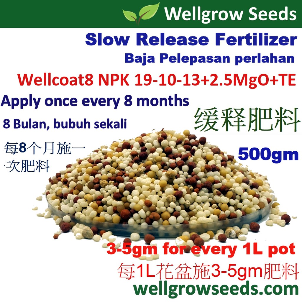 Buy 500gm Slow Release Fertilizer Wellcoat8 For Cactus Succulents Annuals Baja Pelepasan Perlahan 缓释肥料 Npk 19 10 13 Seetracker Malaysia