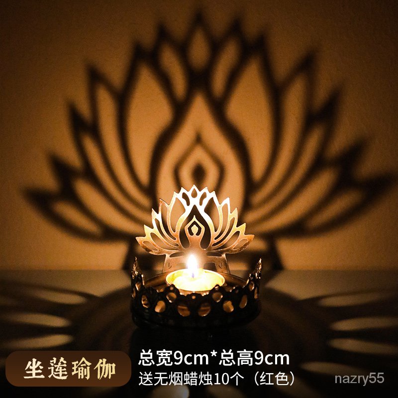 New hot saleYi Li Ancient Style Butter Lamp Buddha Statue Candle Holder Lotus Lamp Morocco Hollow-out Characteristic R