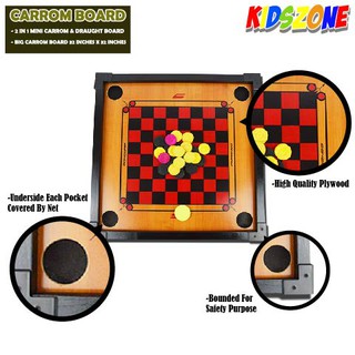 Wooden Carrom Board 2in1 Mini Draught Dam Haji Big Carrom ...