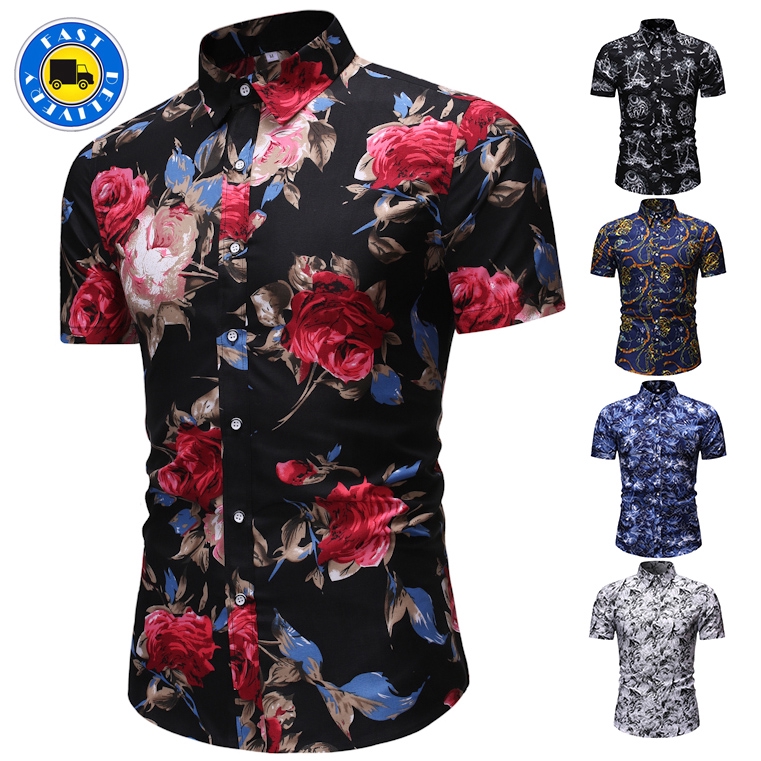 Ready Stock Men's Summer New Short Sleeve Shirt 5 Colors Fashion Casual ...
