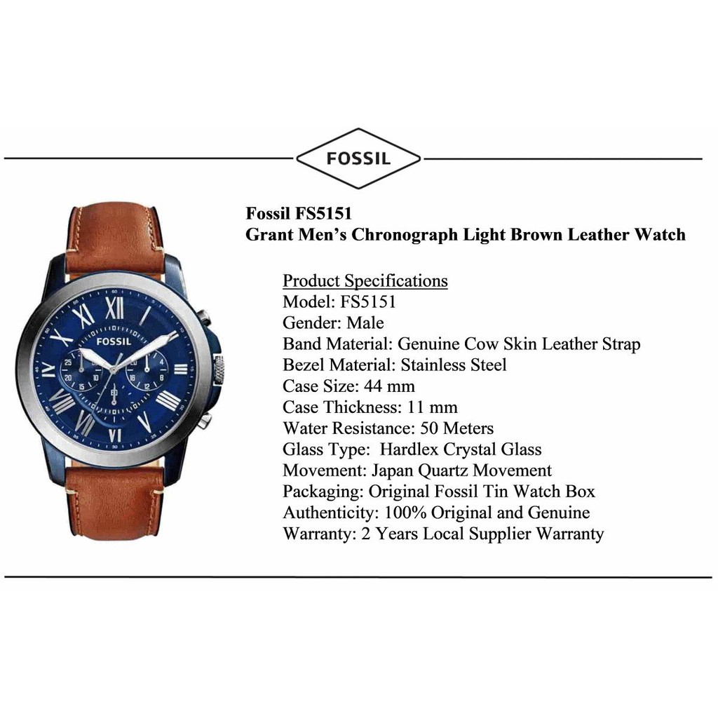 grant chronograph light brown leather watch